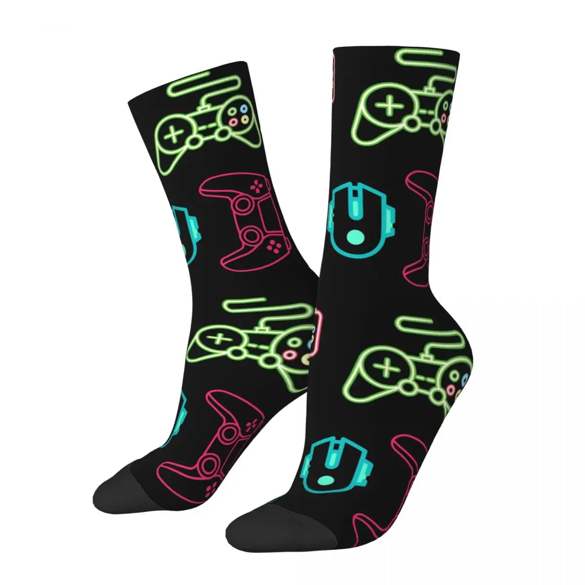 Games Play Now With Neon Buttons Unisex Winter Socks Warm Happy Socks Street Style Crazy Sock