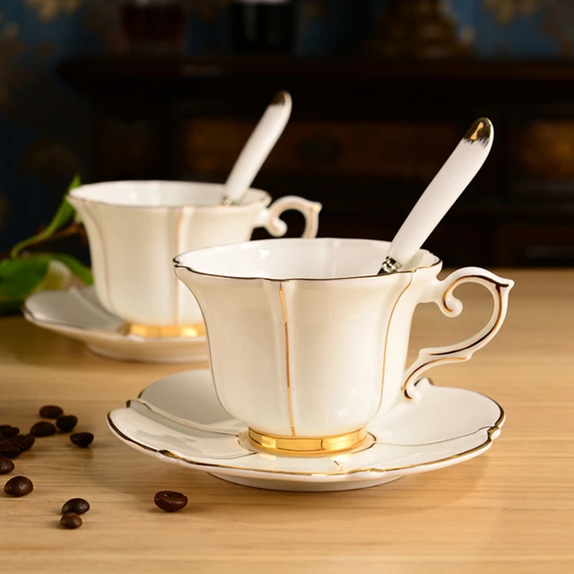 Fine Bone China Coffee Cup Set European Royal Style Tea Cups And Saucers Set 200ml Ceramic Tea Cup Set Porcelain Cup For Coffee AliExpress