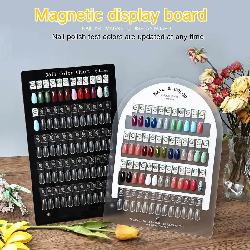 

1set Premium Acrylic Nail Color Plate Magnet Nail Tips Display Board Comparison Color Card With Number Stickers For Nail Salon