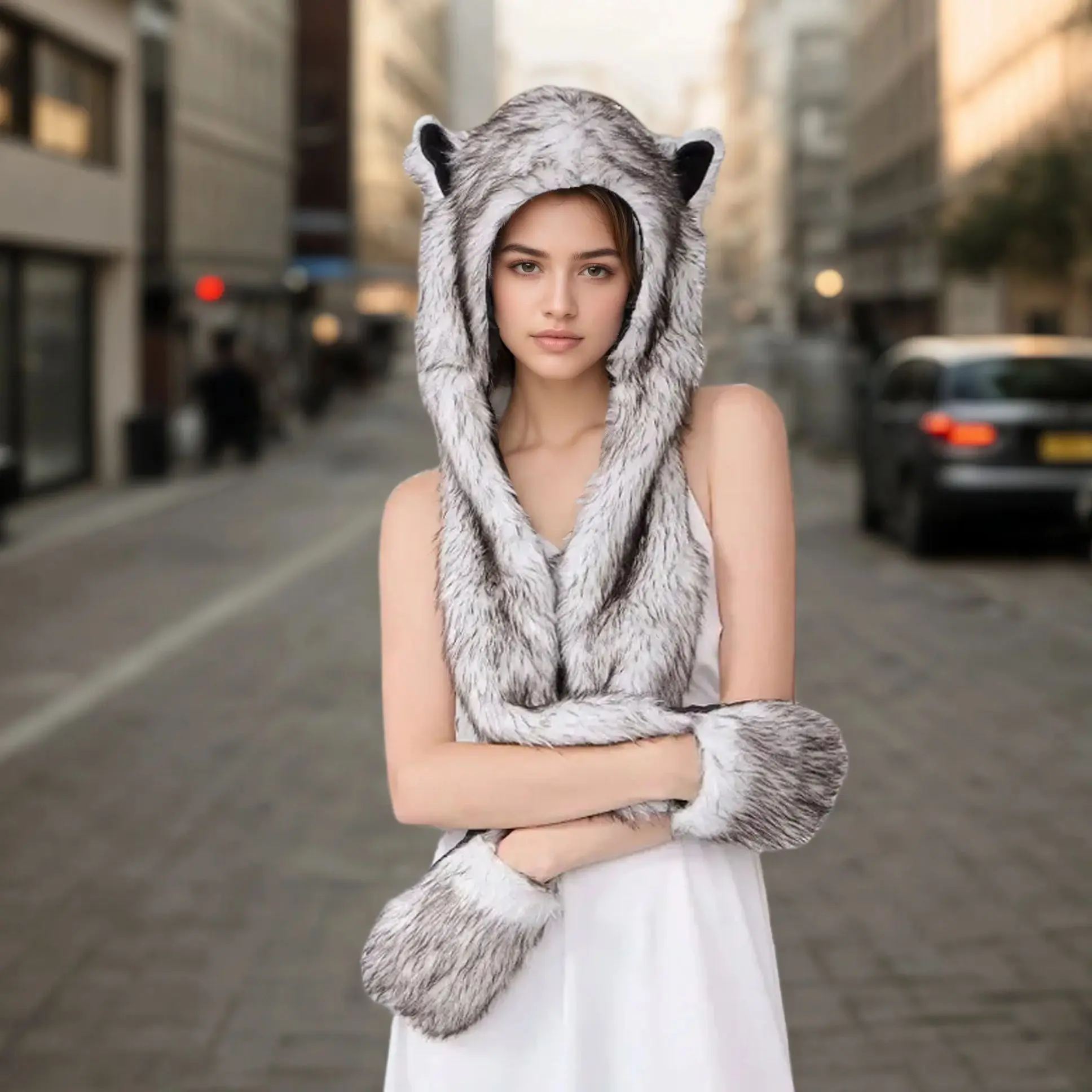 

Пара удлиненных шарфов из искусственного лисьего меха для мужчин и женщин, шейный шарф, осенне-зимний шарф, теплый и модный, декоративный шарф, доступный для вечеринок,