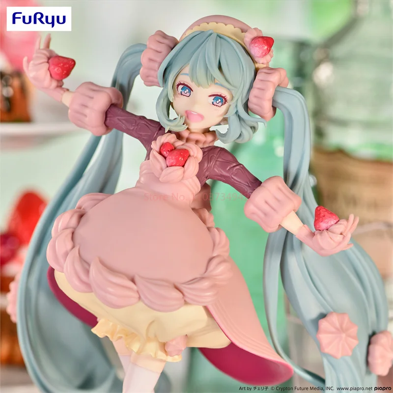 Originele Hatsune Miku Figuur Zoete Aardbei Miku Actie Beeldjes Pvc Anime Model Standbeeld Collectible Speelgoed Voor Kinderen Gift