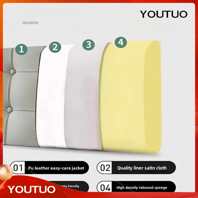 Modern Waterproof PU Leather Bed Headboard with Side Storage Pockets Simple Creative Design for Bedroom Tatami Decor