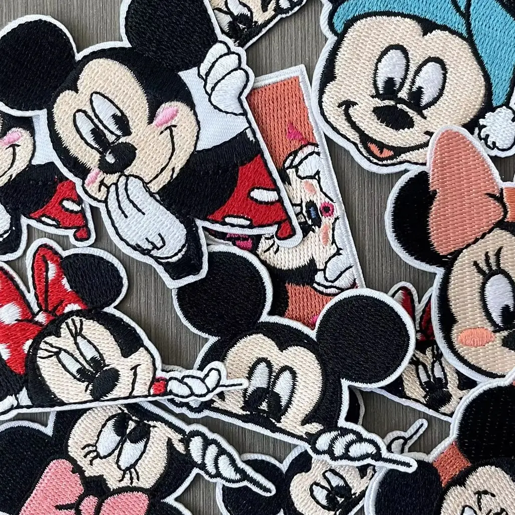 

12 pcs Minnie Mickey Mouse Patches Iron on Adhesive Patches For Decor Sew Clothes Cartoon Disney Coat Embroidered Applique