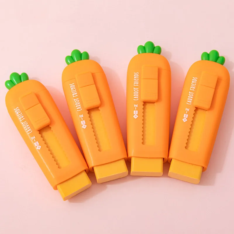 1 Piece Lytwtw's Stationery School Supplies Lovely Carrot Rubber Creative Novelty Kid Gifts Pencil Eraser