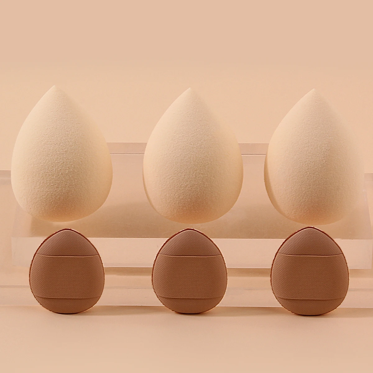 6 pièces grande base maquillage éponge oeuf pouce dissimulant poudre bouffée ensemble, sec et humide double usage goutte d'eau réglage maquillage oeuf mini