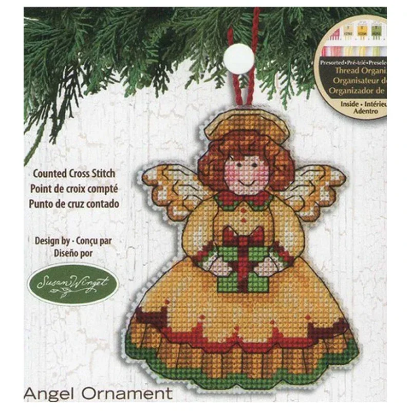 Amishop Top Quality Lovely Hot Sell Counted Cross Stitch Kit Angel Ornament Christmas Tree Ornaments Dim 08893