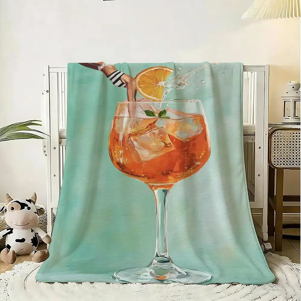 Coffee Martini Cocktail Margarita Throw Flannel AC Blanket Lightweight Nap Throw Cozy Blanket for Sofa Bed Travel Home