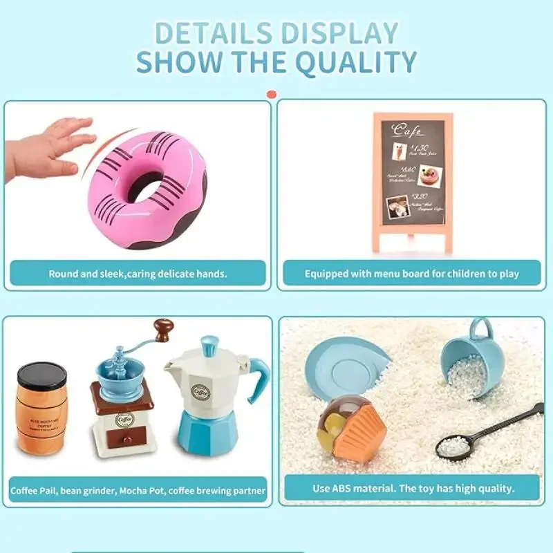 Simulation DIY Coffee Machine Dim Sum Play House Pretend Tea Party Set Coffee Maker Set Food Dessert Kids Toy Family Game Gifts
