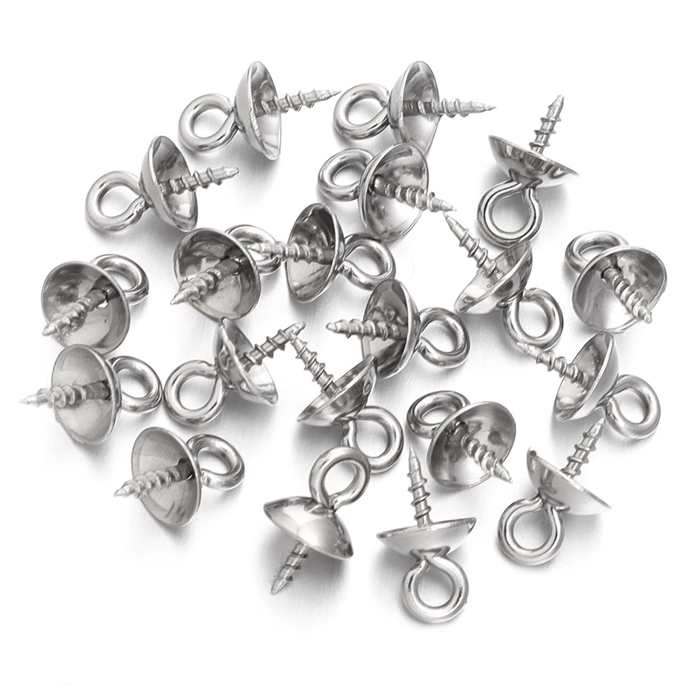20 stks/partij Rvs Schroef Eye Pins Bail Top Geboord Kraal Eindkappen Hanger Connectors Voor DIY Sieraden Maken Accessoires