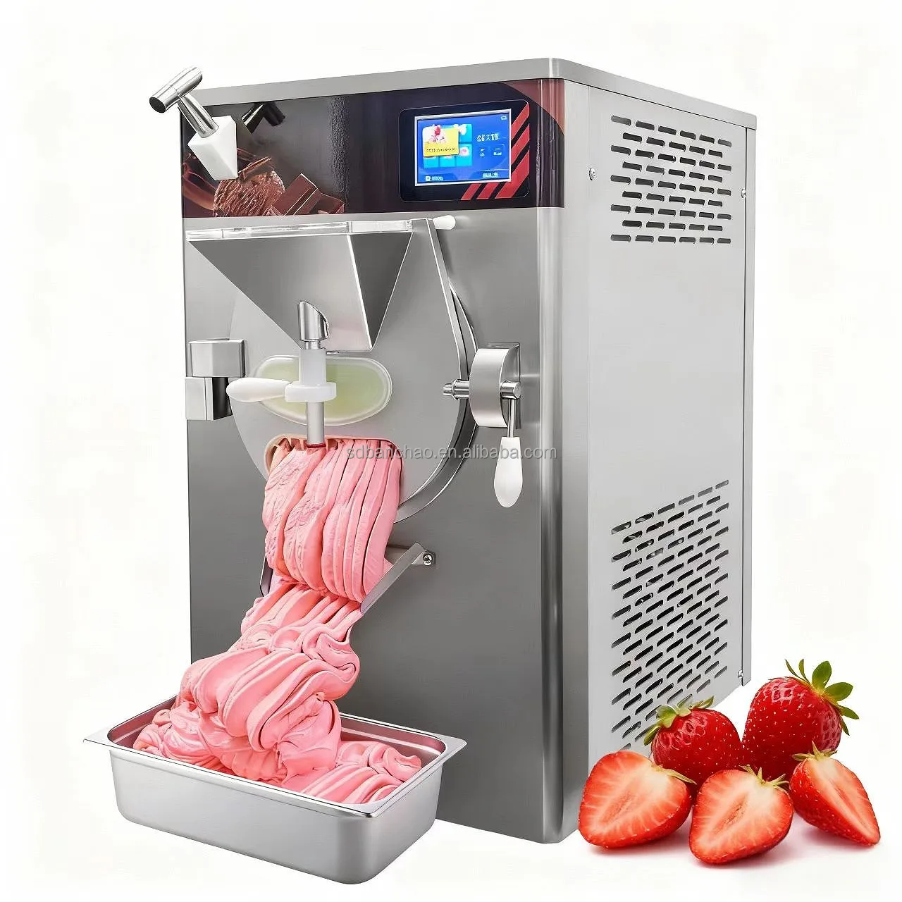 

Commercial Hard Ice Cream Machine 16-20L/H Automatic Batch Freezer Gelato Maker with Milk Table Top 110-240V Long Service Life