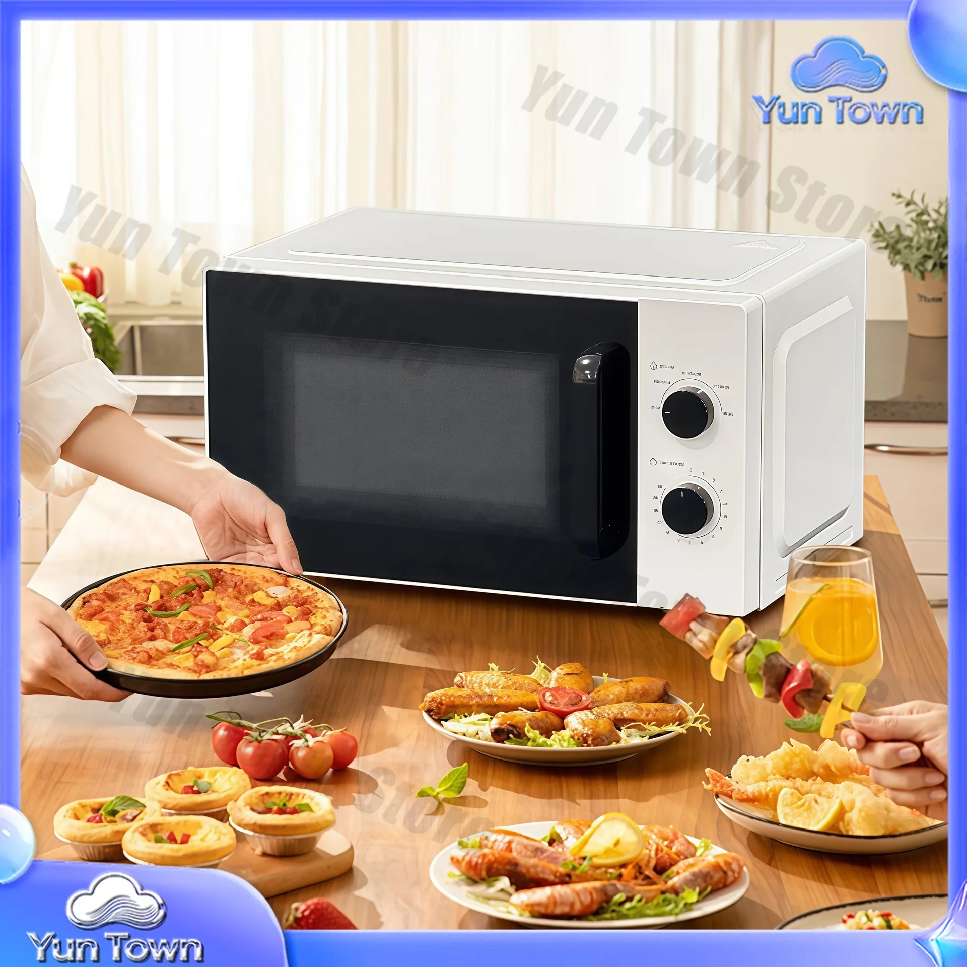 Large-capacity European-style Household Multi-function Turntable Type Light Wave Baking Appointment Timing Microwave Oven