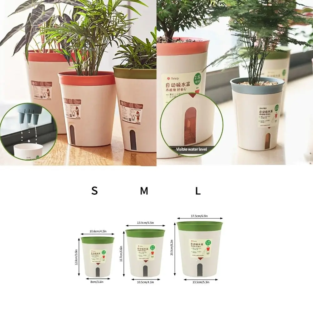 Plastic Lazy Hydroponic Flower Pot Self Watering Planter Living Room Succulent Plant Pot Planter Office Decor