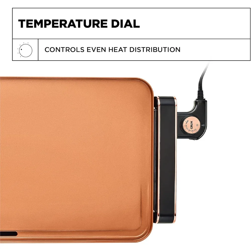 Electric Griddle with Nonstick Ceramic Coating, Cool-Touch Handles, and Slide-Out Drip Tray