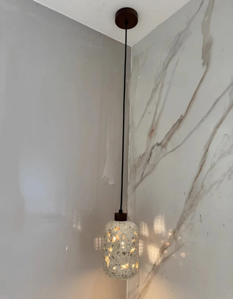 Creative Natural Stone Pendant Lamp Art E27 Bulb Wire
