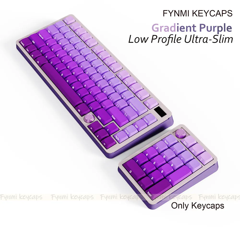 Gradient Purple Ultra-slim Low Profile Keycaps 126 keys PBT 5 faces Dye Sublimation for mechanical keycaps for MX Switch