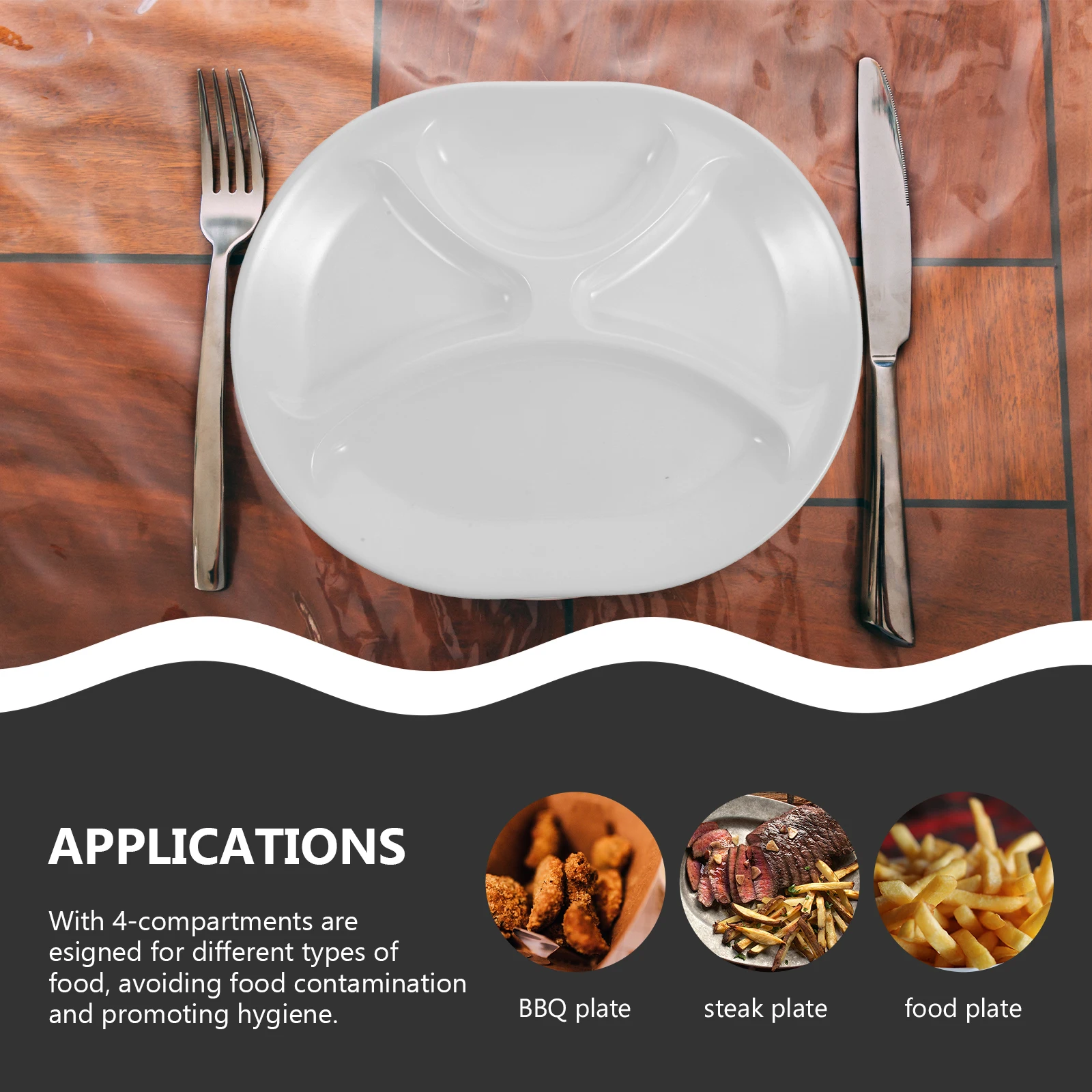 

Melamine Divided Plate Multi Compartment Food Plate For Dining Hall Home Canteen High Temp Resistant Dishwasher Safe