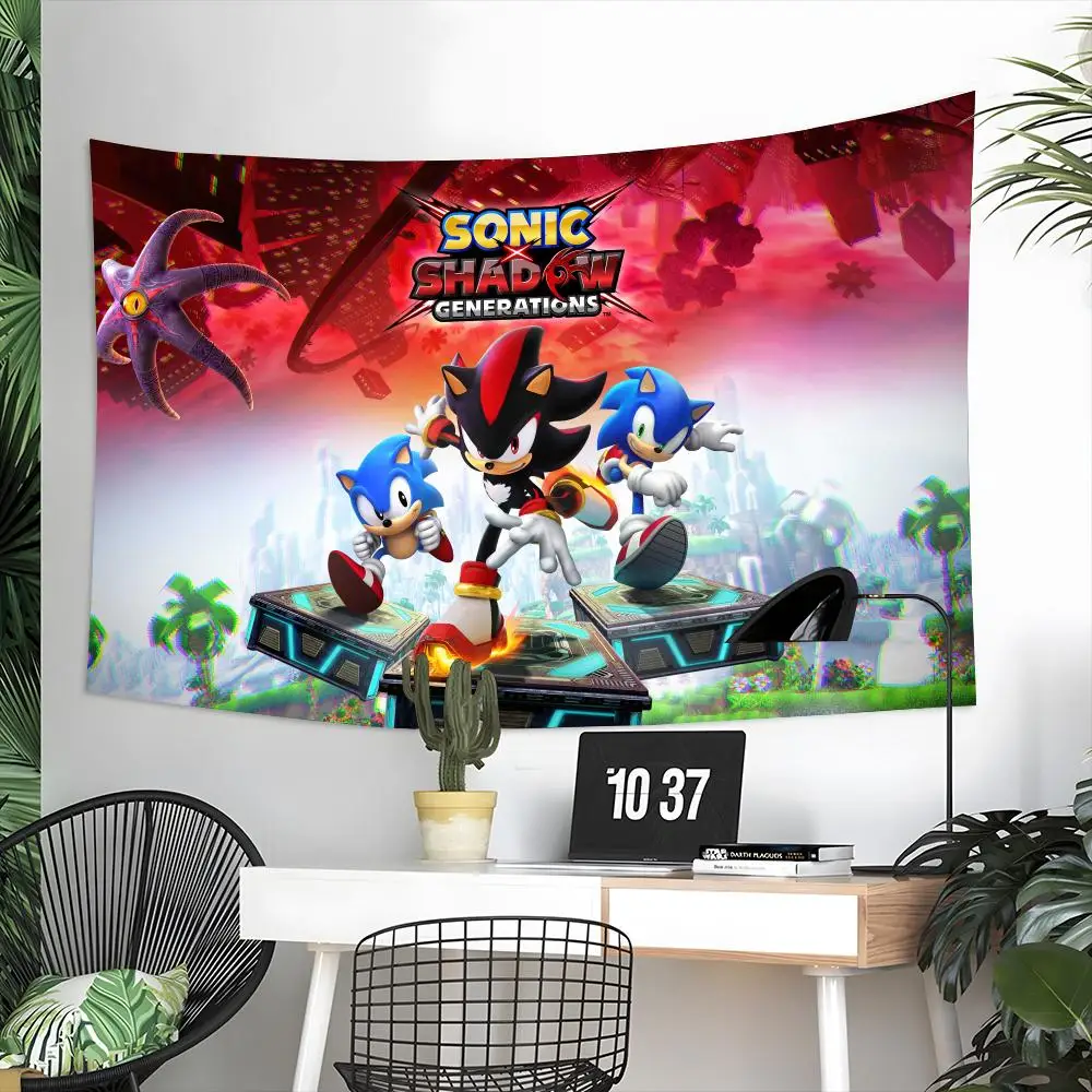 Classic Game S-Sonic Tapestry Aesthetic Wall Hanging Decor Microfiber Fabric Art for Bedroom Living Room Home