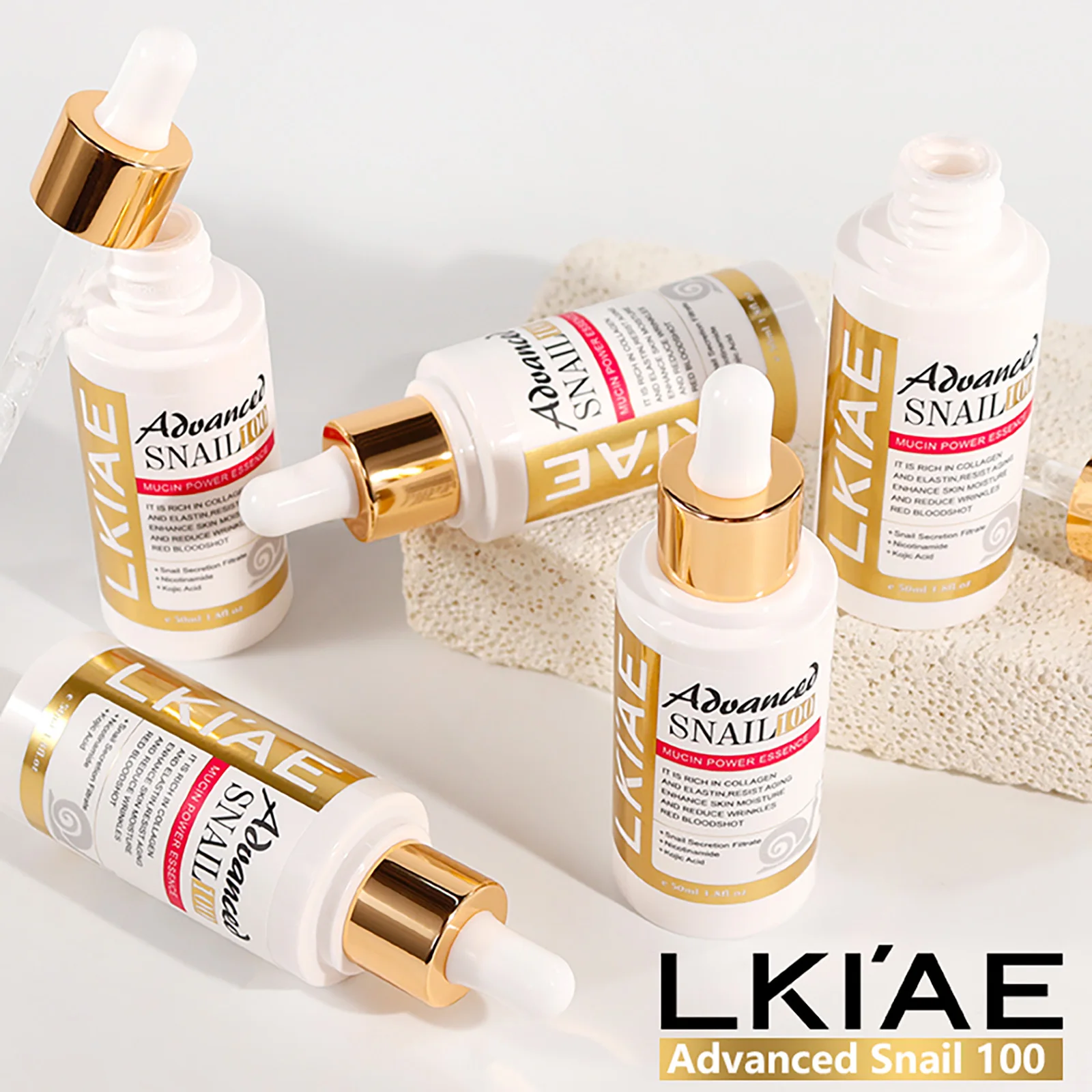 LKIAE Snail Mucin Face Serum, Lightening, Moisturizing, Reduce Fine Lines, Hydrated and Youthful Skin, Power Repairing Essence