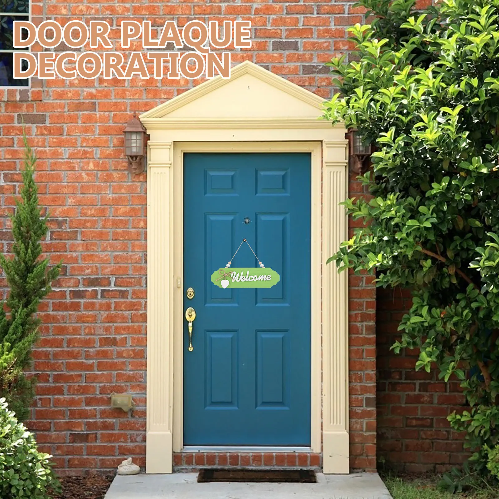 Wooden Welcome Sign Rustic Front Door Decor Hangable Wood Plaque for Porch Courtyard Business Entrance Home Sign