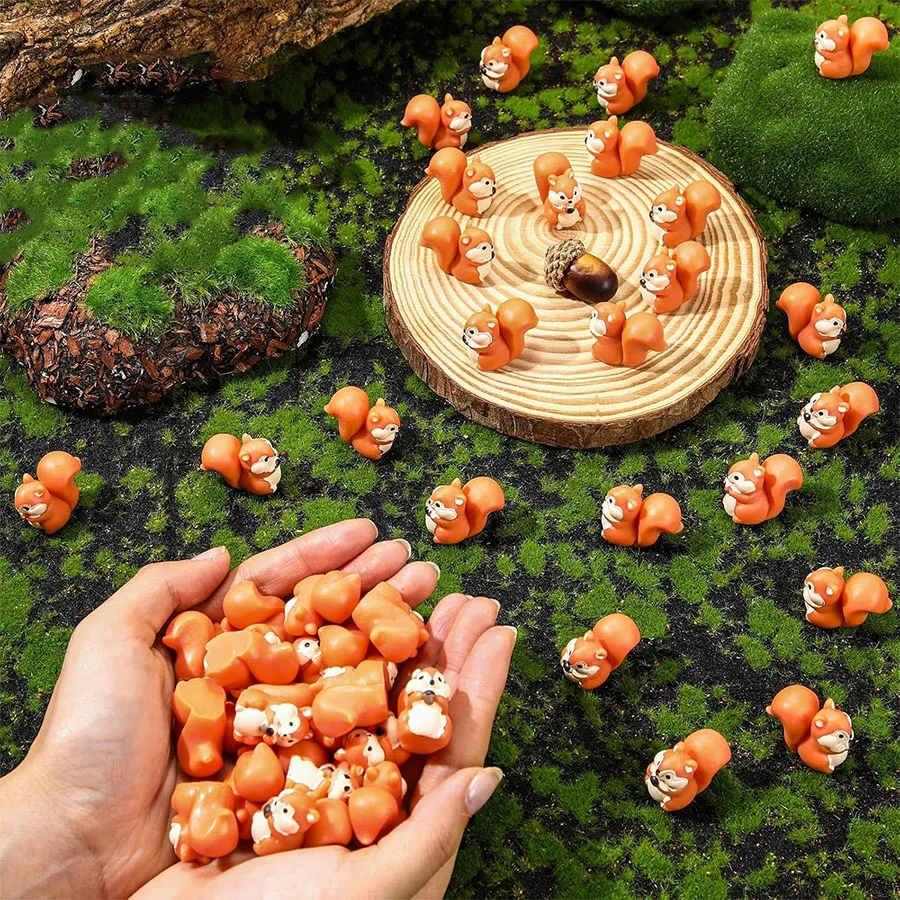 5/10pcs Mini Resin Squirrel Figurines Tiny Animals for DIY Fairy Garden Glass Container Potted Plant Decor