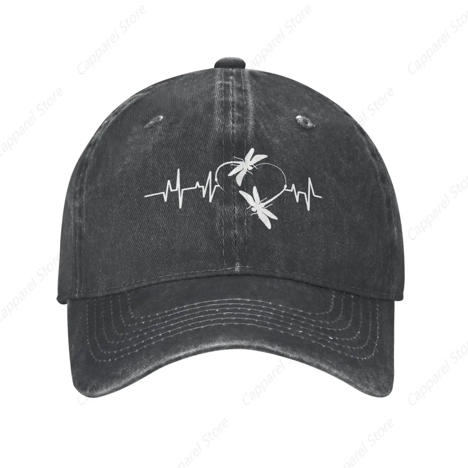 

Dragonfly Heartbeat Denim Trucker Hat for Women Baseball Cap for Men Cowboy Dad Hats