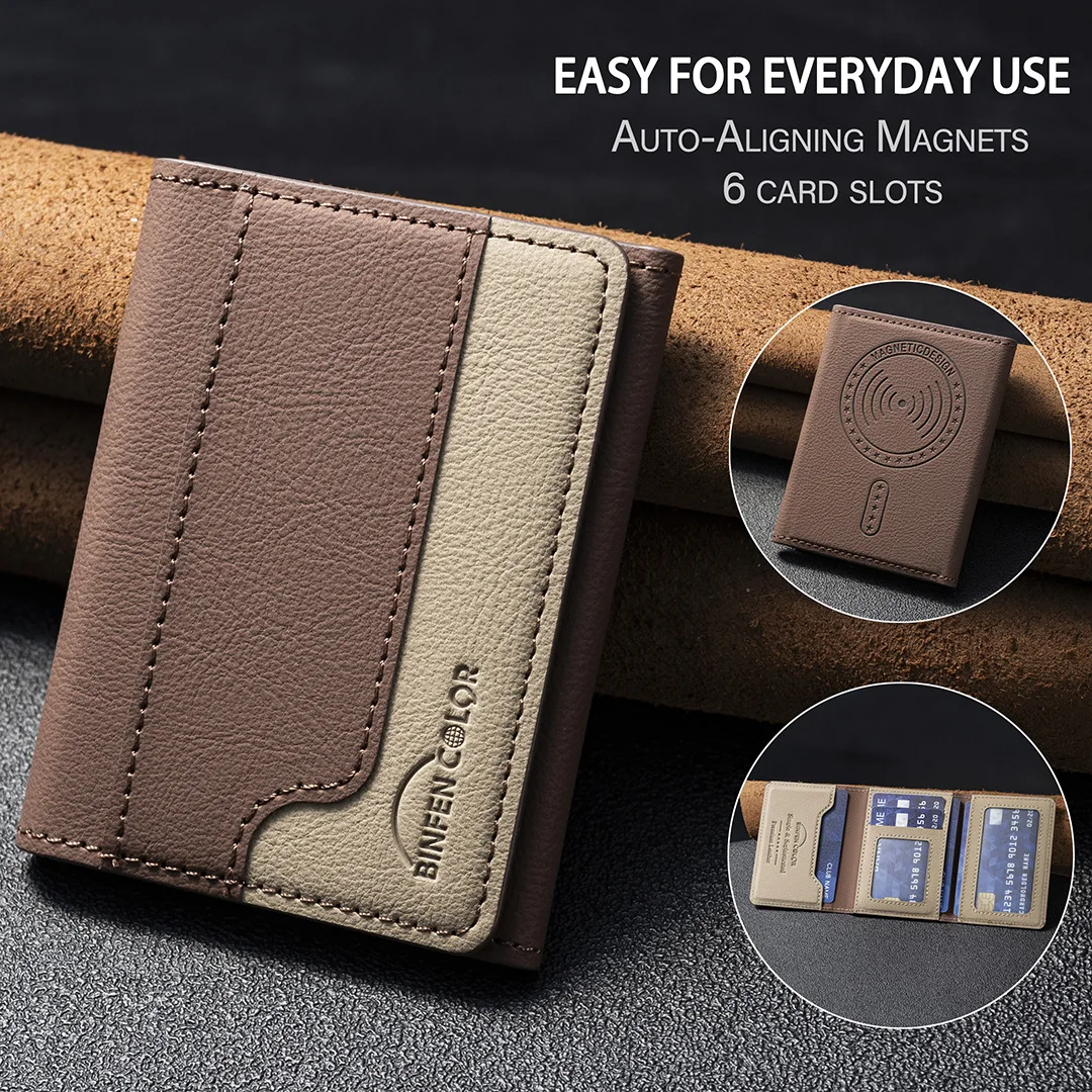 Geeignet für iPhone 16 Dreifach Faltbare Magnetische Brieftasche Kartenhalter, Magnetische Brieftasche mit Rückseitiger Saugnapf-Halterung Universelle Handy-Kartentasche – Detail 12