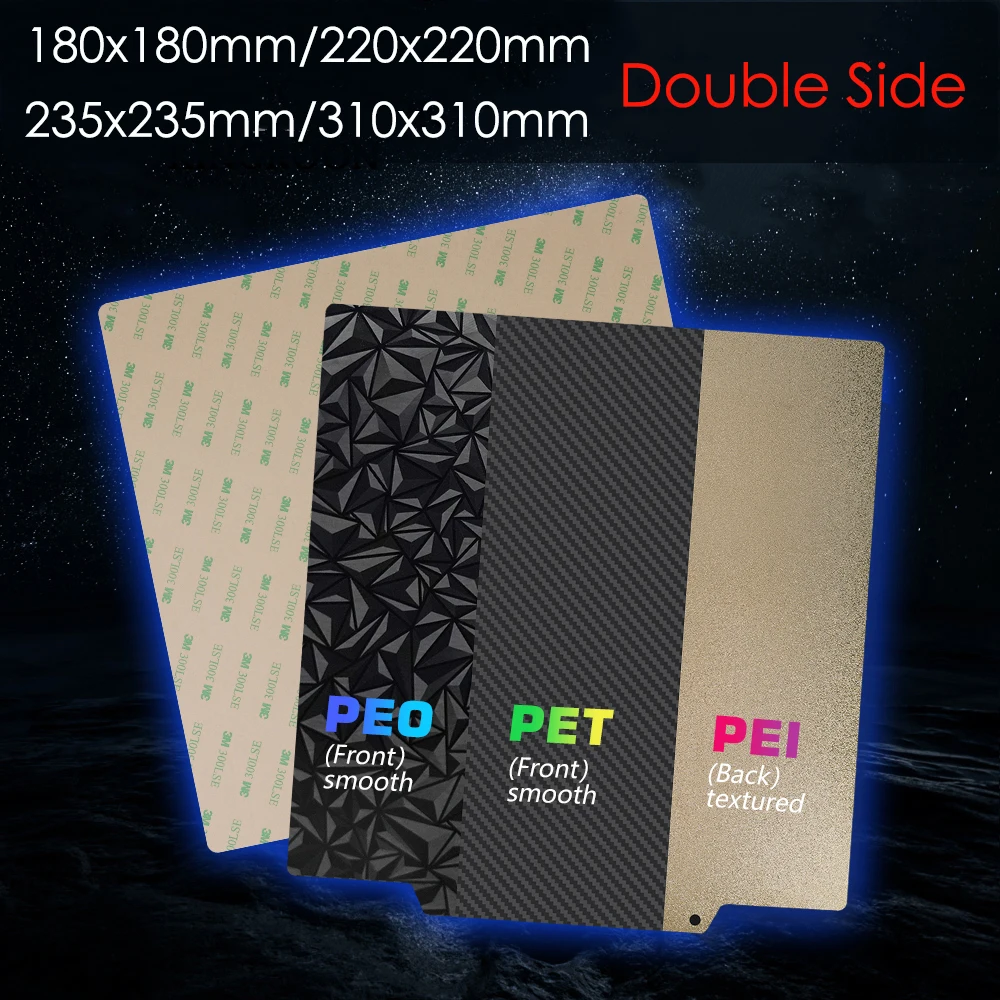 Double Side PET+PEI Spring Steel Sheet PEO+PEI Magnetic Build Plate 220/235/310 Heated Bed 3D Printer For Creality K1 Ender 3 v2