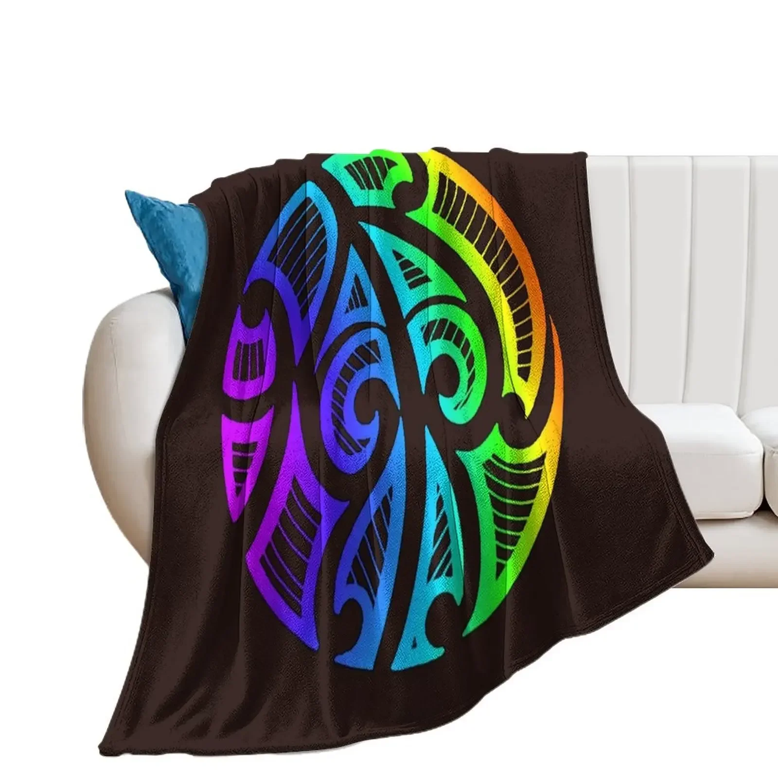 

Maori tribal retro neon color Throw Blanket Thin blankets and throws Warm Blankets