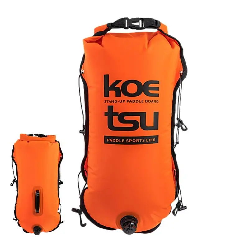 Inflatable Open Swimming Buoy Tow Float Dry Bag Double Air Bag With Waist Belt For Swimming Water Sport Storage Safety Bag