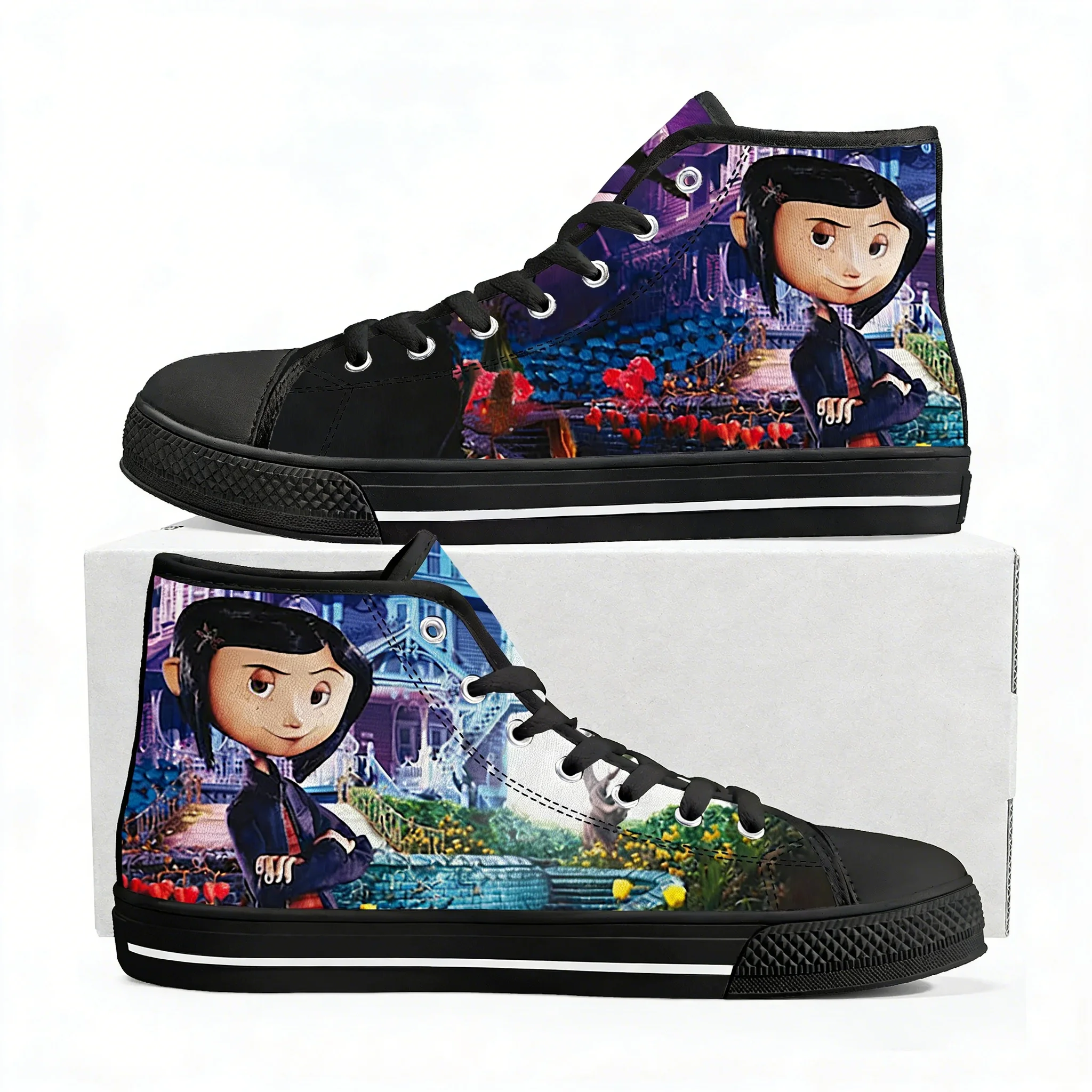 

Кроссовки Coraline High Top для мужчин, женщин и подростков, модные, высококачественные, из канваса, повседневные, для пар, на заказ