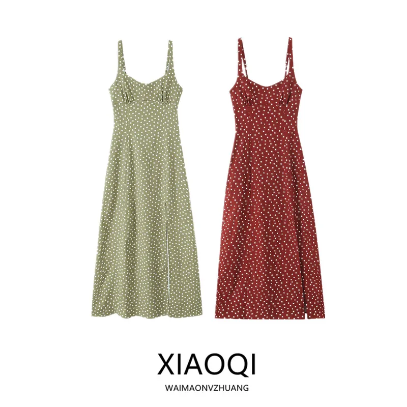 Novo Vestido Midi F de Verão 2025 em Tecido Misto com Decote ter, Estampa Xadrez, Casual para Escritório, Sem Manga...