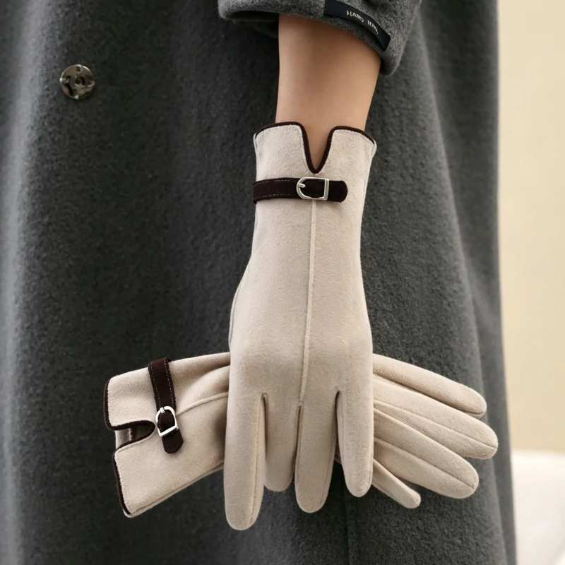 Warm Gloves for Women to Use in Winter, Suitable for Cycling and Driving Fashionable and Simple Design, Lined with Velvet for Warmth, Effectively Protects Against the Cold, and Features a Touch Screen Function, Available in Multiple Colors.