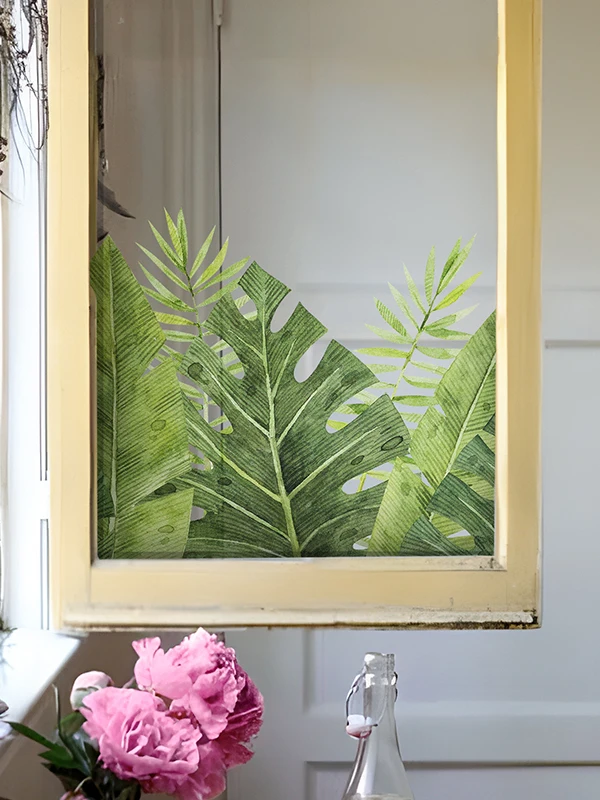 

Transparent Glass Stiers Retro Light Passing Static Window Decals for Bedroom Balcony Decorative Window Flowers Mirror Film