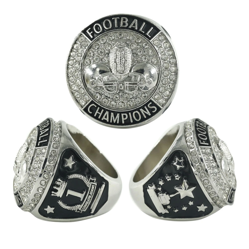 2025 American Football Helmet School Company Competitions Awards Individual Gift Champion Silver Plated Rings