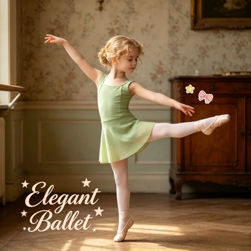 Sling Nylon Ballet Leotard Chiffon Skirt Stretch Training Outfit Exam Grade Dance Costume Studio Daily Wholesale Soft Apparel