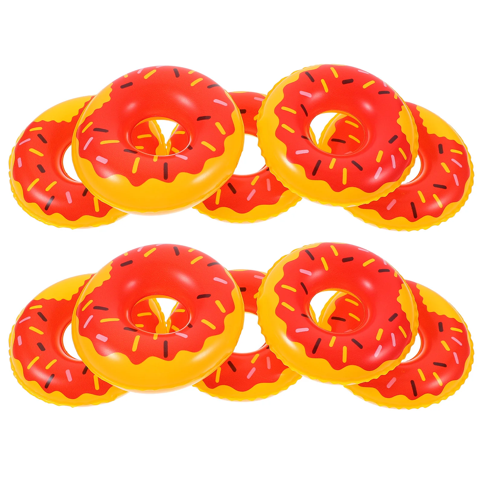 

10 Pcs Life Buoy Mini Swimming Ring Ornaments Child Donut Bath Plastic Inflatable Rings