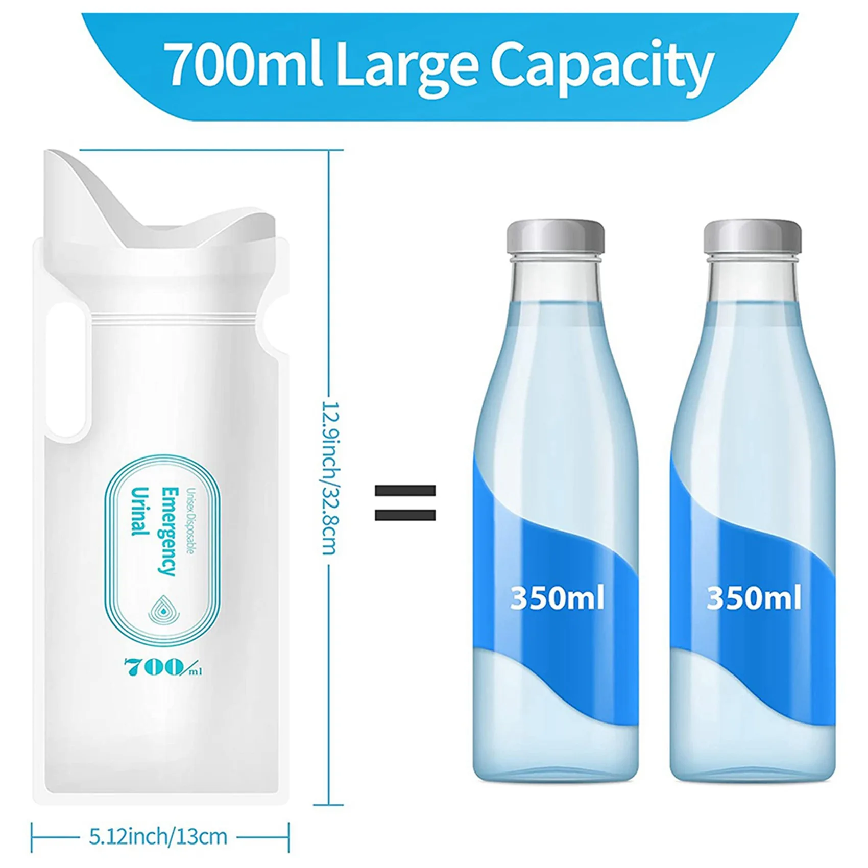 B03C-24PCS أكياس البول القابل للتصرف، 700 مل أكياس البول للسفر والتخييم في حالات الطوارئ ومربى المرور، أكياس تبول مع الرجال والنساء