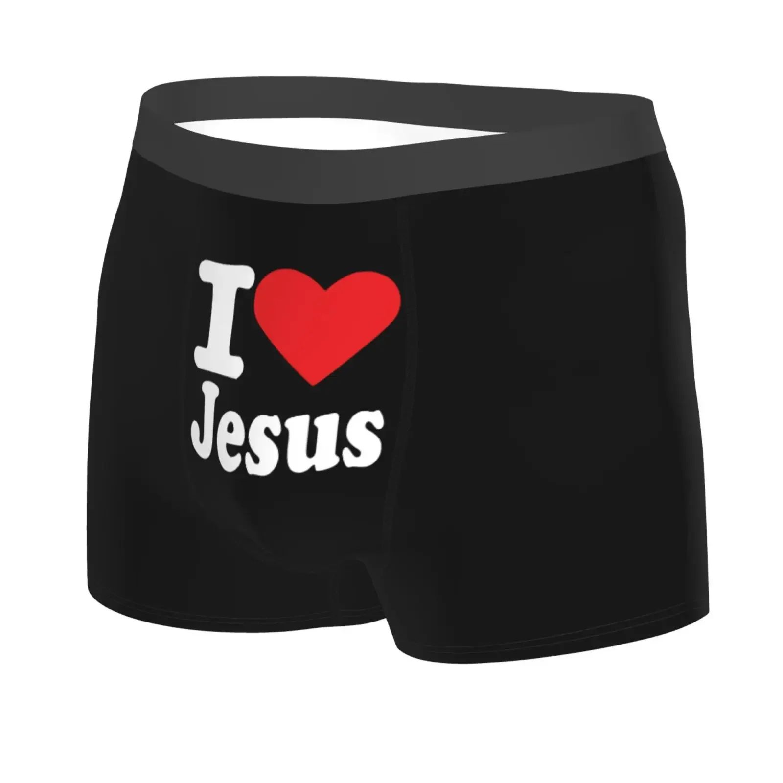 I Love Jesus Text Print Men's Underwear Healthy Soft Comfortable High-Quality Men's Briefs Stylish Trendy Casual Sports Panties