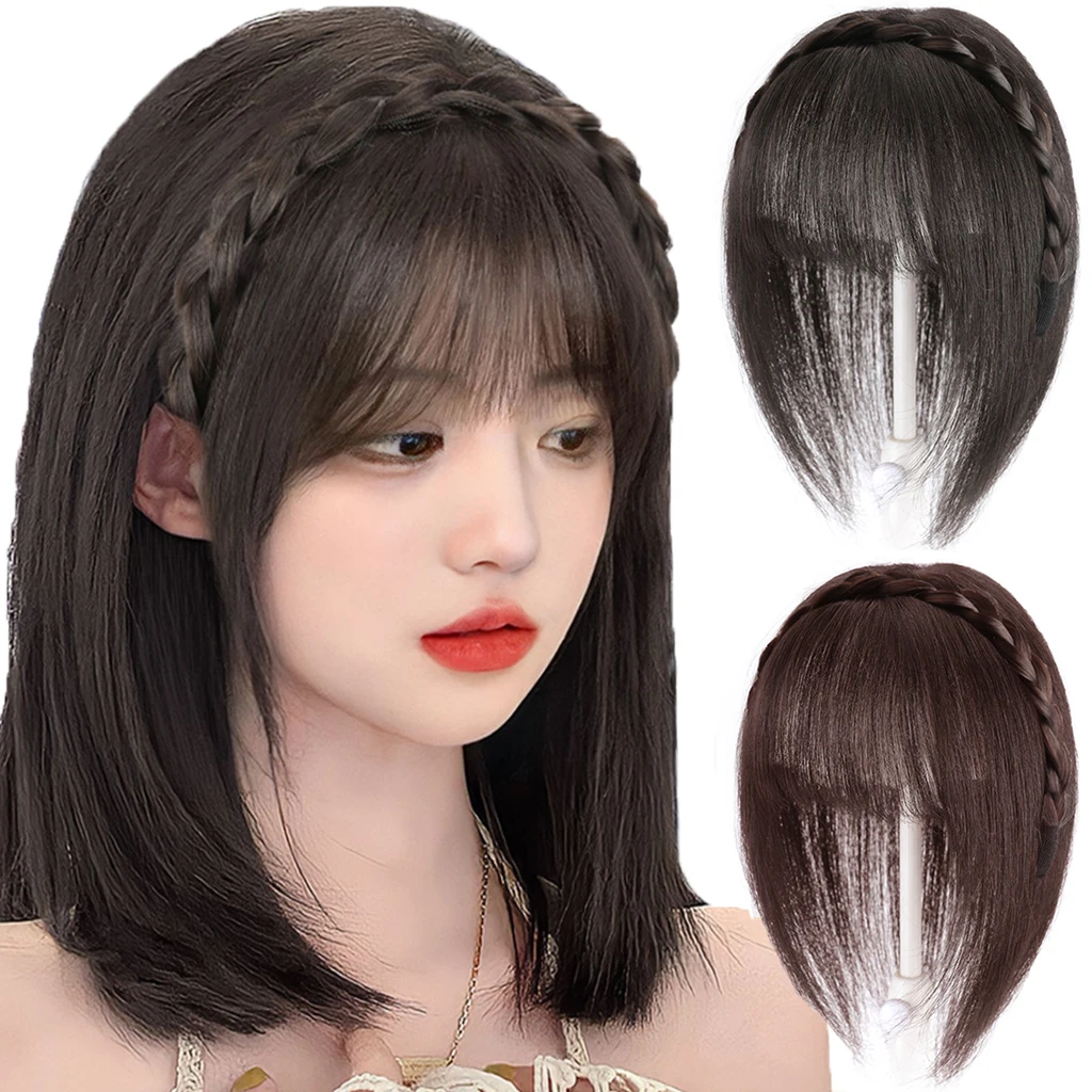 Wig Bangs Hairband Braids Head Fake Fringe Hair Extension Women Girls Clip In Hair Extension Headwear Hair Accessories Wig Clips