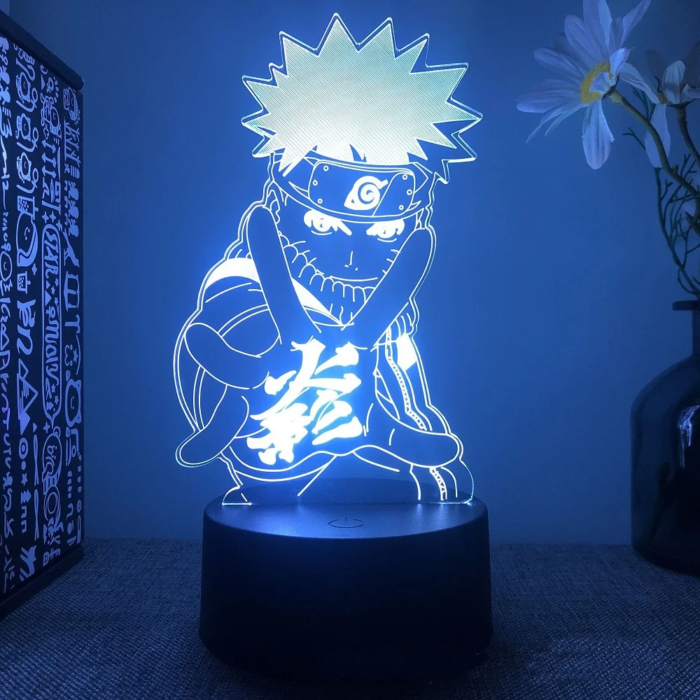 Anime Naruto Uzumaki LED Night Light Toys Akatsuki Kakashi Hatake Kid Bedroom Nightlight Itachi Uchiha 3D 7/16 colors Lamp Decor