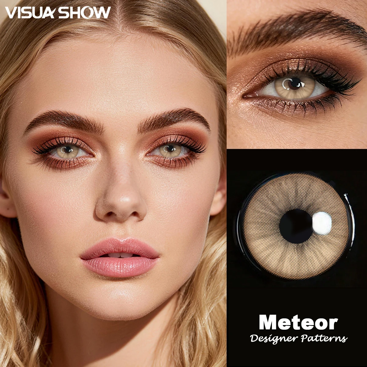 Visuashow Farbige Kontaktlinsen Meteor 2 Stück, Kleine Pupille, Halbjährlich Einweg, Leicht, Glatter Rand, Für Schüler, Tägliches Tragen, Zurück zur Schule, Natürliches aufhellendes Augen-Make-up – Detail 12