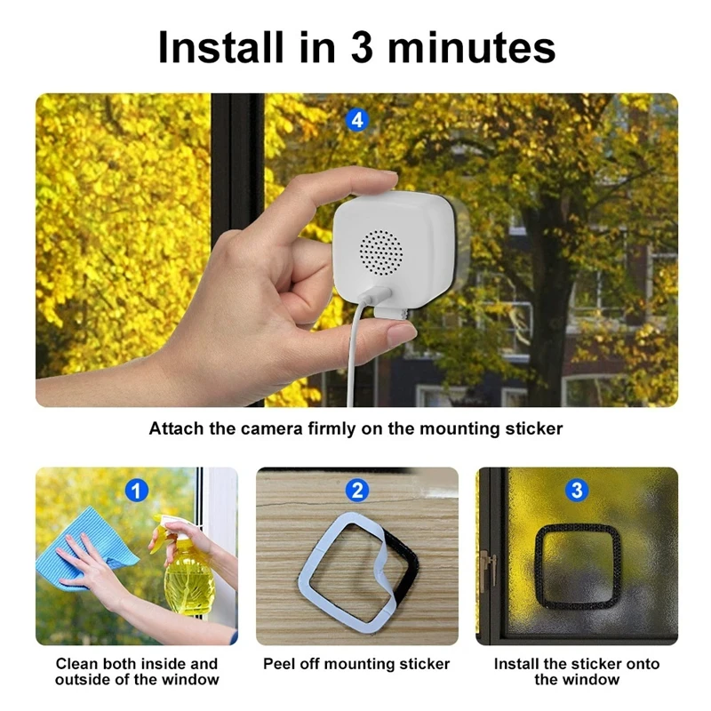 Mini Window Camera Replaces Outdoor Cameras 2.4/5GHz WiFi Camera 3MP Resolution Full-Color Night Vision Through Window Camera image 2