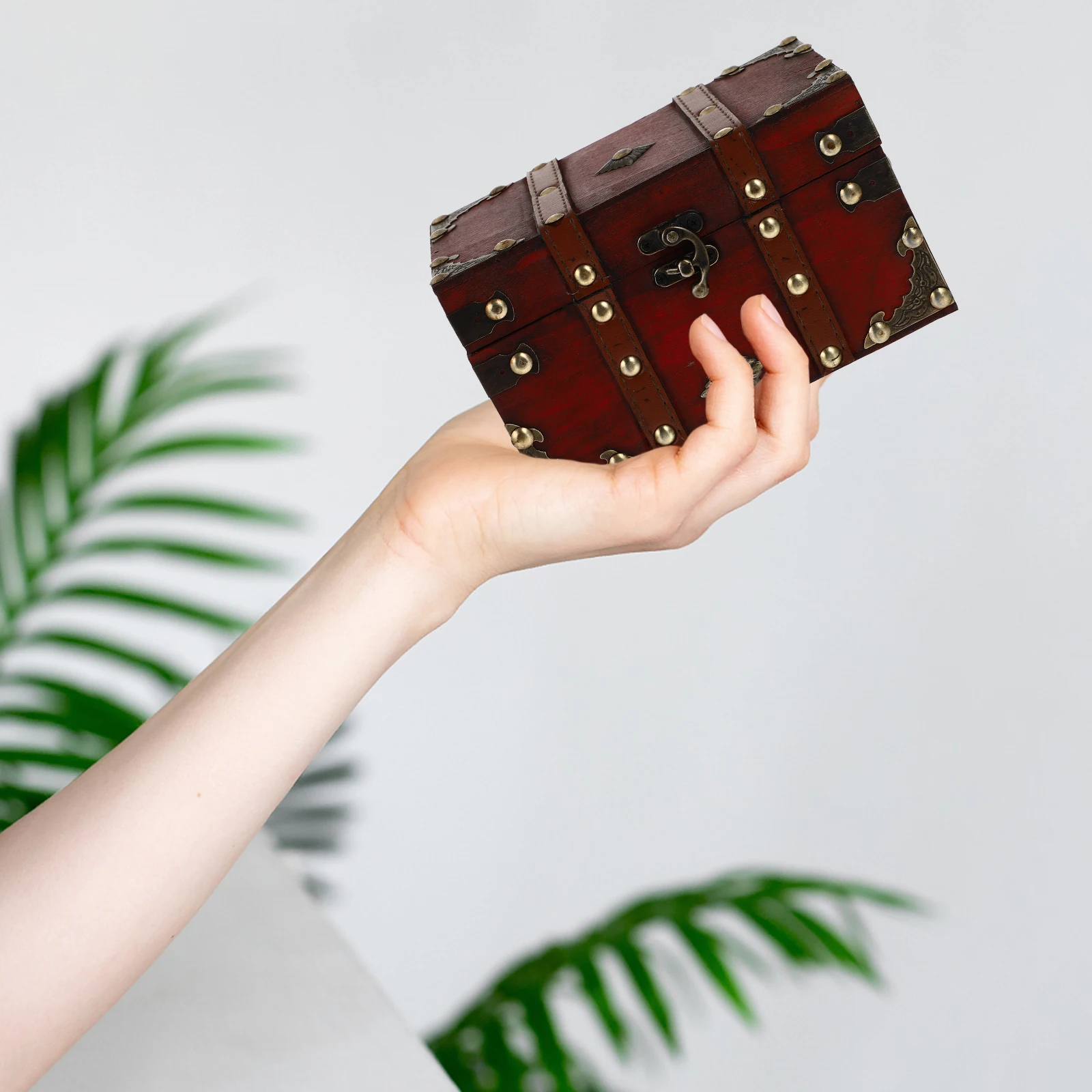 Caja de almacenamiento de madera, cubo organizador cuadrado Retro, tamaño pequeño, cofre decorativo para sala de estar, caja de madera, soporte para joyería