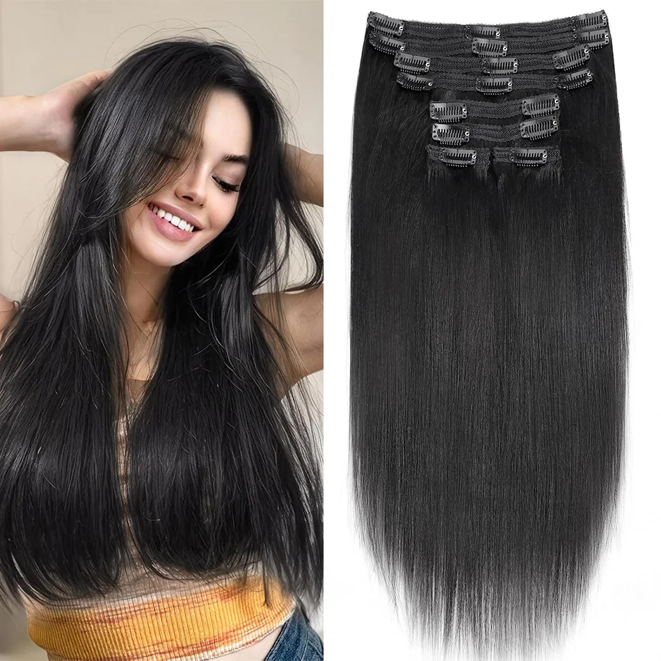 

Набор из 8 накладных прядей из 100% натуральных человеческих волос, прямые, 14-26 дюймов, волосы Реми