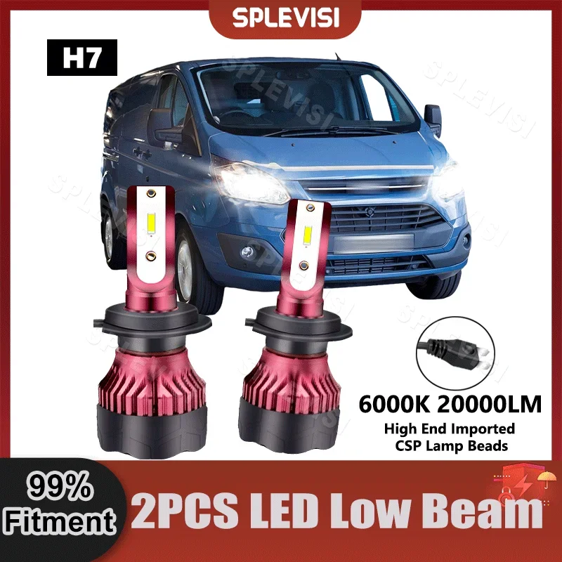 6000K H7 LED Headlight Low Beam Bulbs 9V-36V For Ford Transit Custom Connect 2012 2013 2014 2015 2016 2017 2018 2019 2020 2021