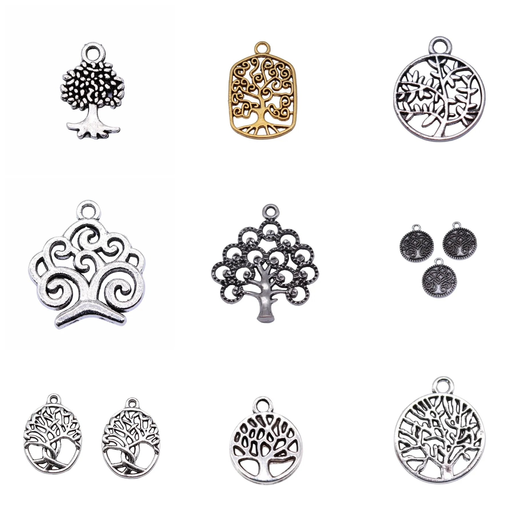 Round Tree Of Life Symbol Charms Pendant Spiritual Family Charm Pendant For Bracelet Necklace Earring Jewelry Making Findings