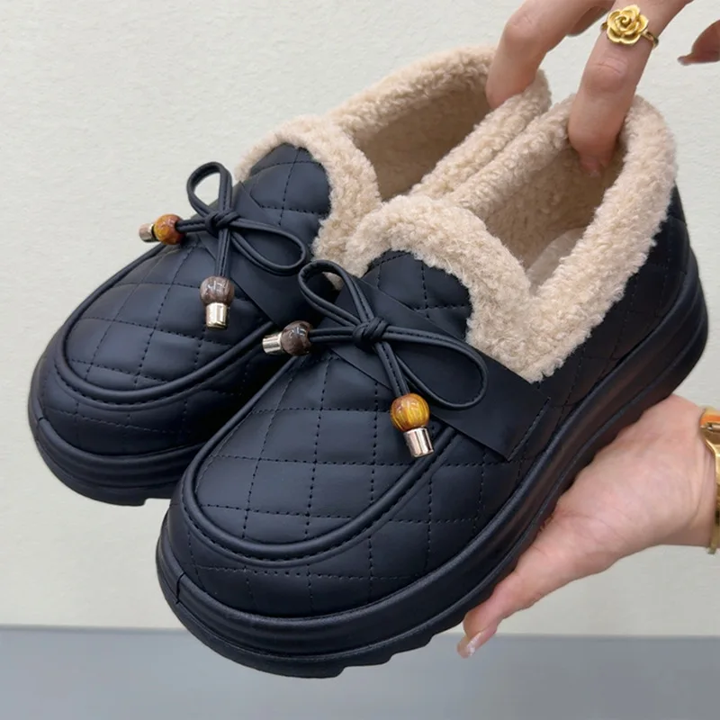 Snow boots women's shoes winter new old Beijing cotton piled thickened fluffy warm non-slip comfortable middle-aged  shoes