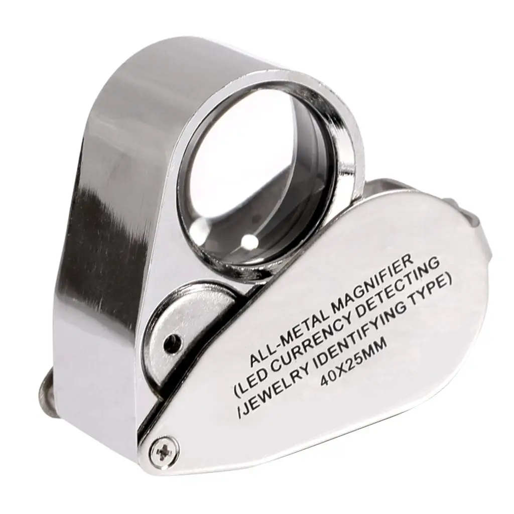 40X 25mm All Metal Jeweler LED Lens Jewelery Loupe LED Currency Detecting/Jewelry Identifying Type