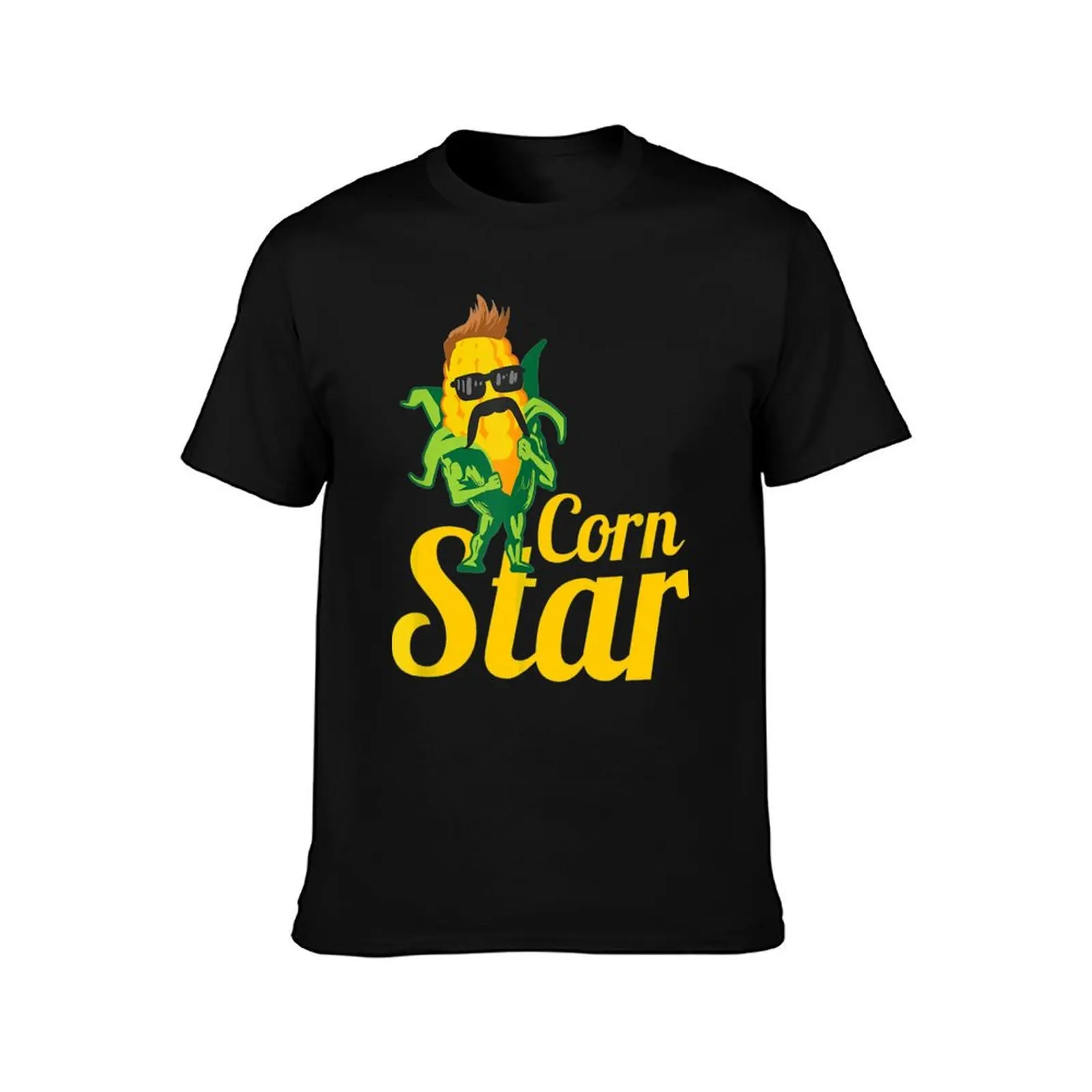 Funny Corn Star Sunglasses Mustache Maize T-Shirt Work Style Casual T-Shirt