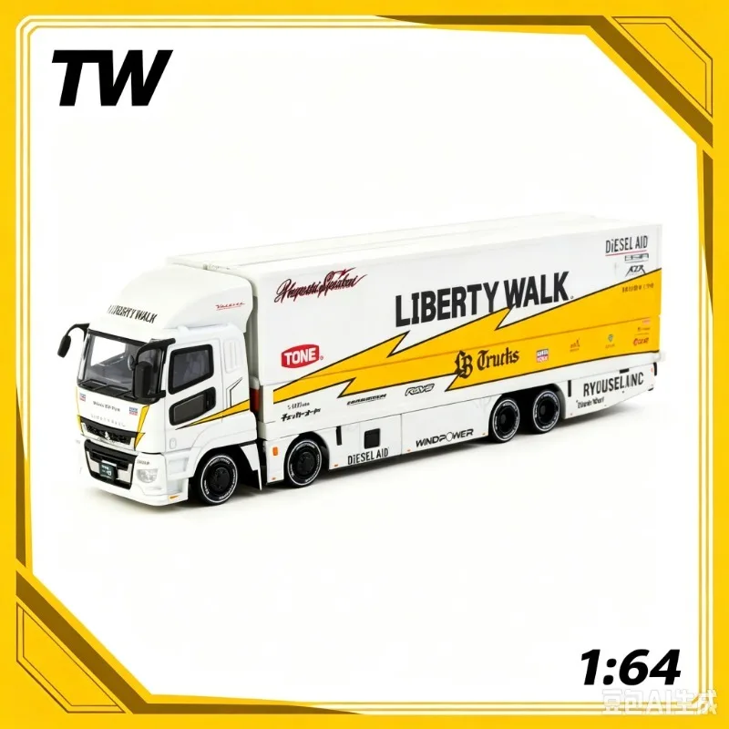 TW 1:64 Mitsubishi Fuso transport truck lightning paint Christmas paint die-casting alloy car model is a toy that boys like.